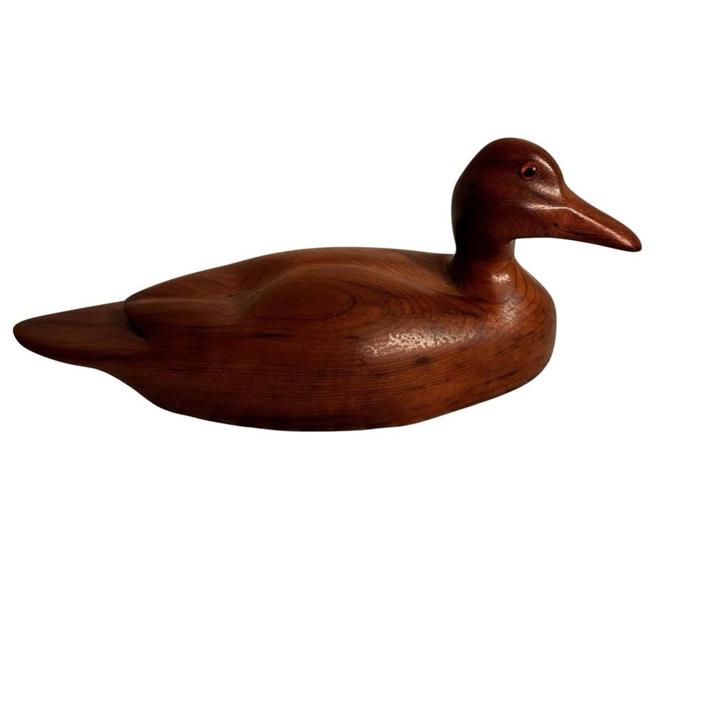 Solid Wood Duck Hand Crafted by Robert Hettinga Made From 1 Piece of Wood 9”